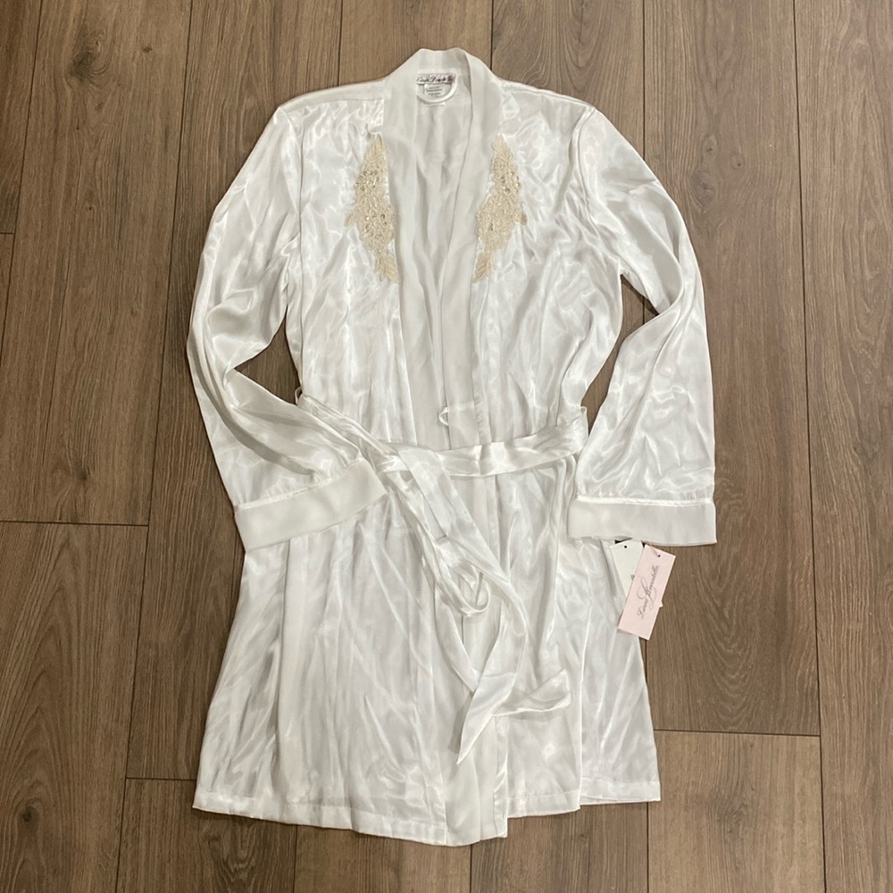 Linea Donatella Bridal Midnight Short Wrap Robe, Ivory S/M